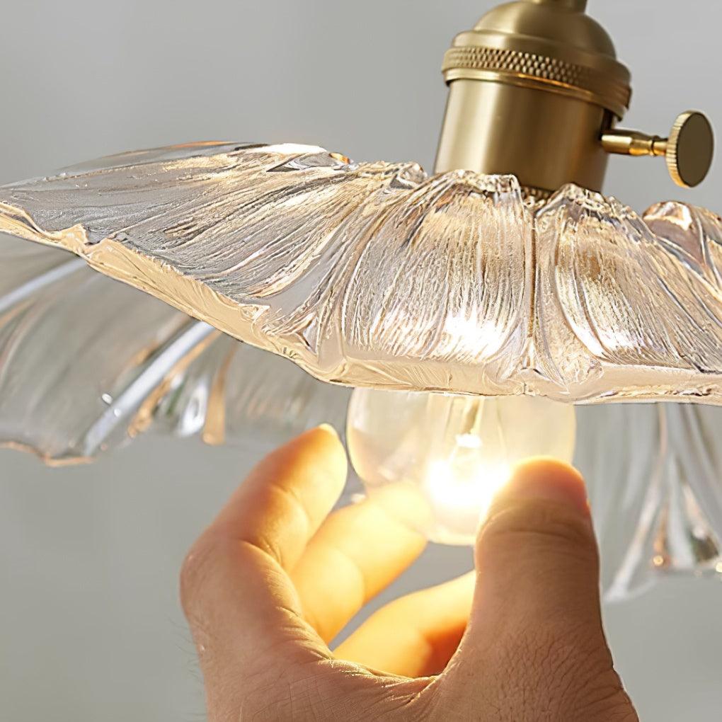 Tyalez Retro Lotus Leaf Shape Glass Pendant Lamp
