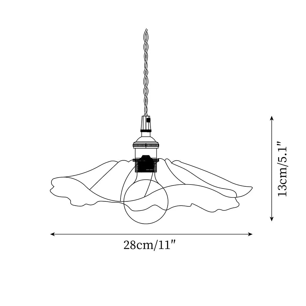 Tyalez Retro Lotus Leaf Shape Glass Pendant Lamp