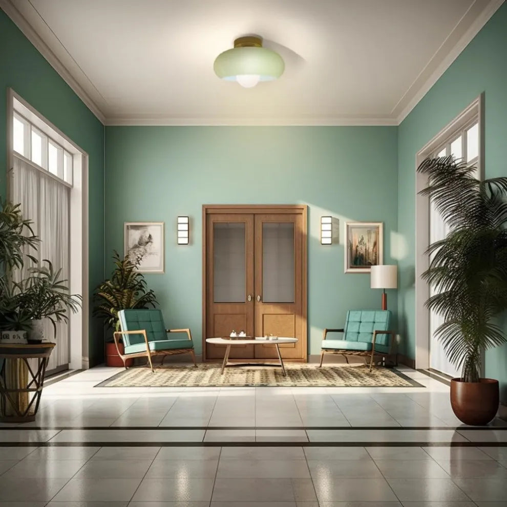 Retro Round Glass Ceiling Light – Elegant Semi-Flush Fixture