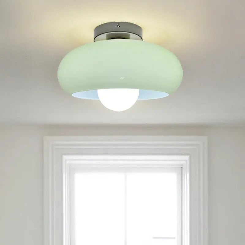 Retro Round Glass Ceiling Light – Elegant Semi-Flush Fixture