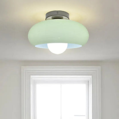 Retro Round Glass Ceiling Light – Elegant Semi-Flush Fixture