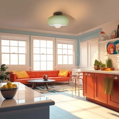 Retro Round Glass Ceiling Light – Elegant Semi-Flush Fixture