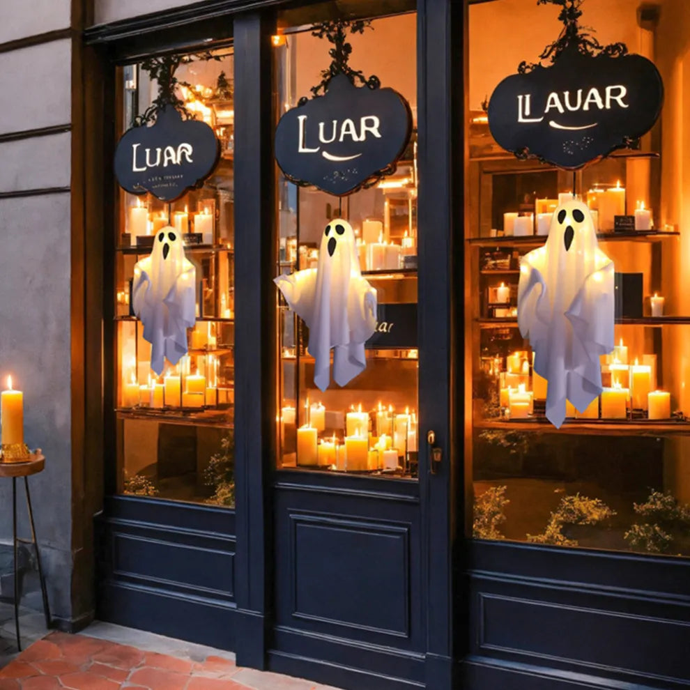 Halloween DIY LED Hanging Ghost Light – Spooky White Decoration