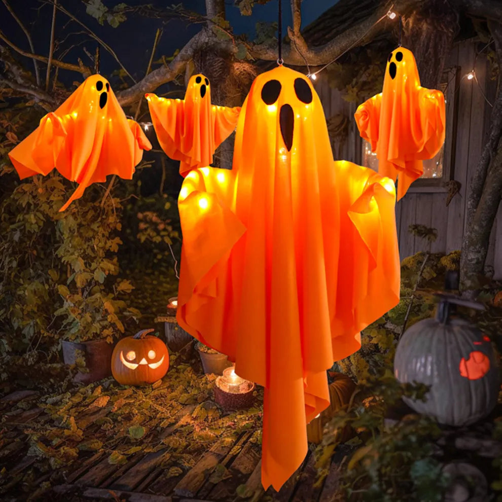 Halloween DIY LED Hanging Ghost Light – Spooky White Decoration