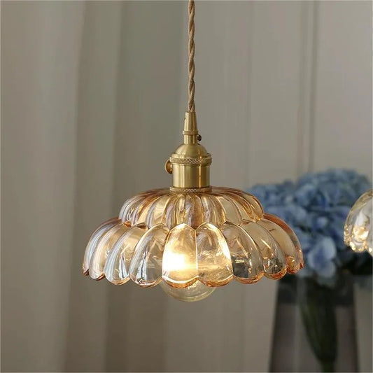 Vintage Clear Petal Glass Pendant Lamp