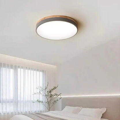 Modern Design Round Minimalist Wood LED Flush Mount Ceiling Light