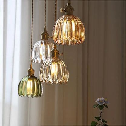 Vintage Flower Glass Pendant Light