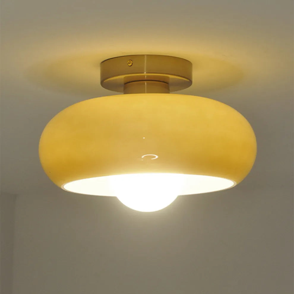 Retro Round Glass Ceiling Light – Elegant Semi-Flush Fixture
