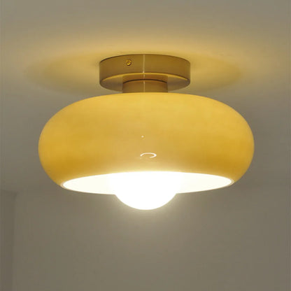 Retro Round Glass Ceiling Light – Elegant Semi-Flush Fixture