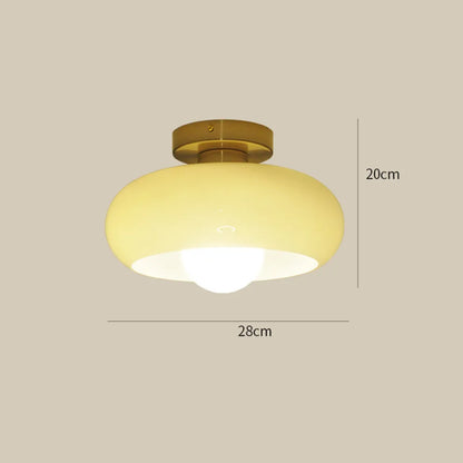 Retro Round Glass Ceiling Light – Elegant Semi-Flush Fixture