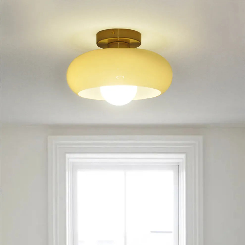 Retro Round Glass Ceiling Light – Elegant Semi-Flush Fixture