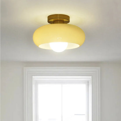 Retro Round Glass Ceiling Light – Elegant Semi-Flush Fixture