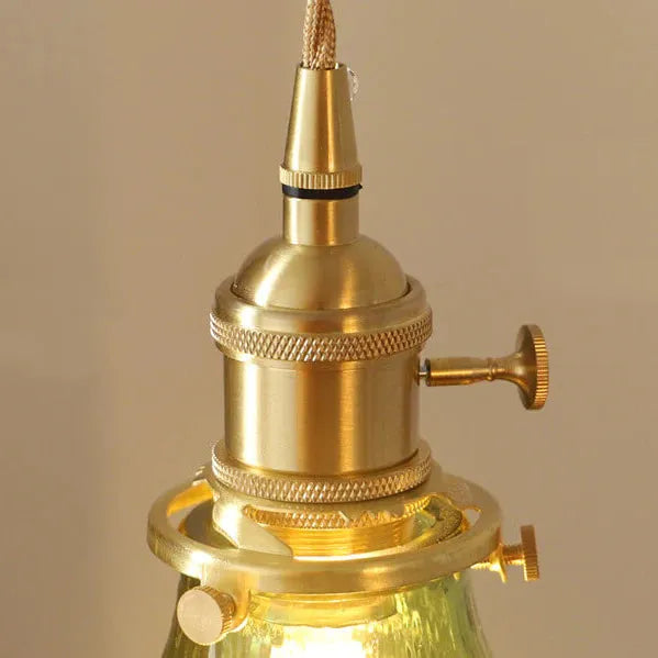 Fluted Glass Short Cylinder Pendant LED Light in Vintage Style