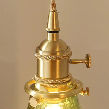 Fluted Glass Short Cylinder Pendant LED Light in Vintage Style