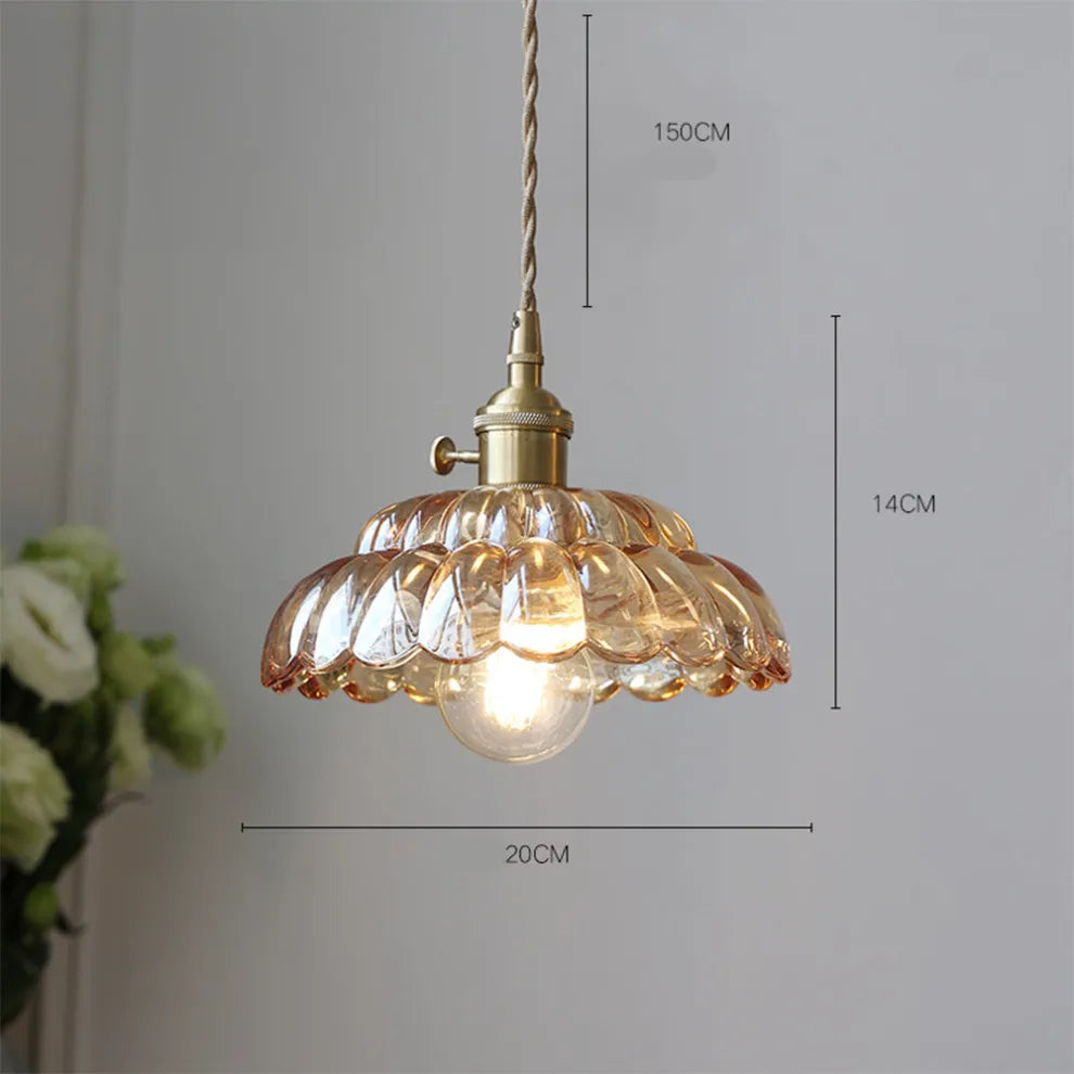 Vintage Clear Petal Glass Pendant Lamp