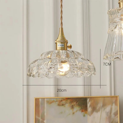 Vintage Clear Petal Glass Pendant Lamp