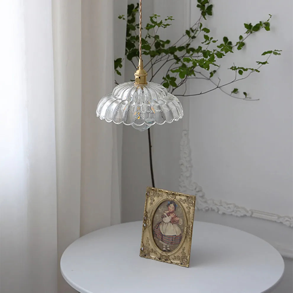 Vintage Clear Petal Glass Pendant Lamp