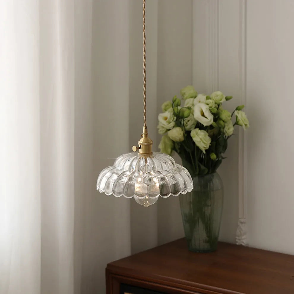 Vintage Clear Petal Glass Pendant Lamp