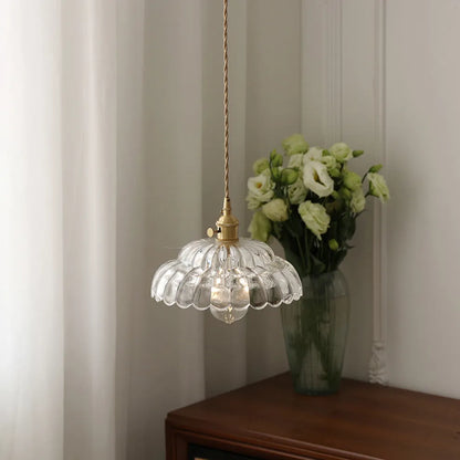 Vintage Clear Petal Glass Pendant Lamp