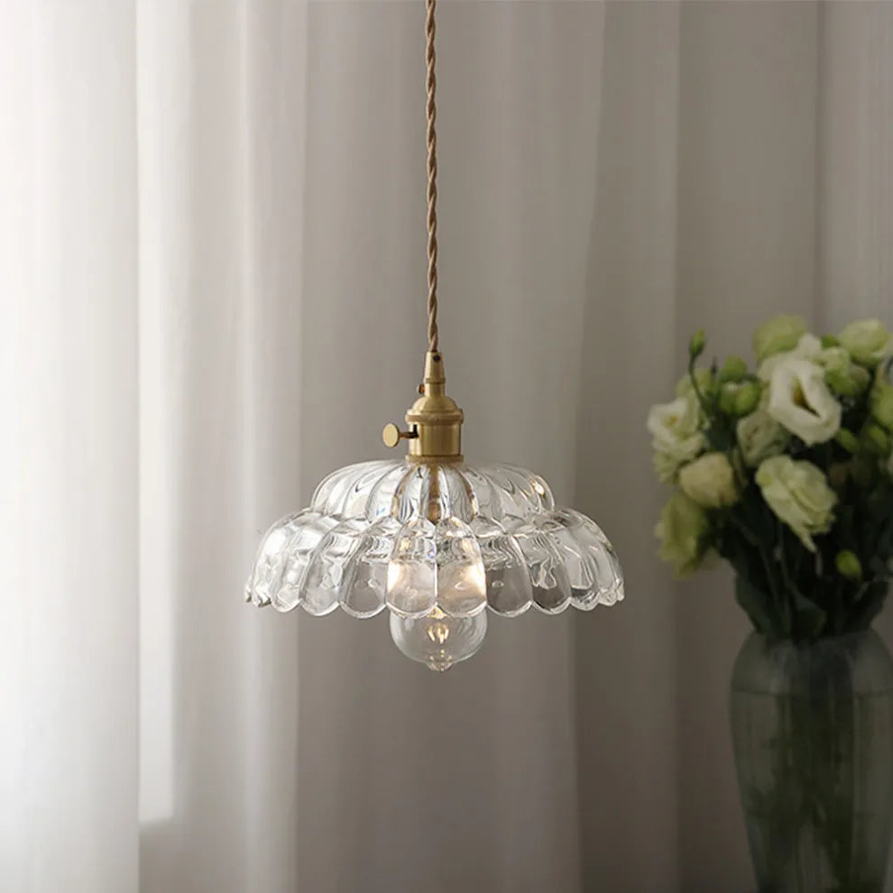 Vintage Clear Petal Glass Pendant Lamp