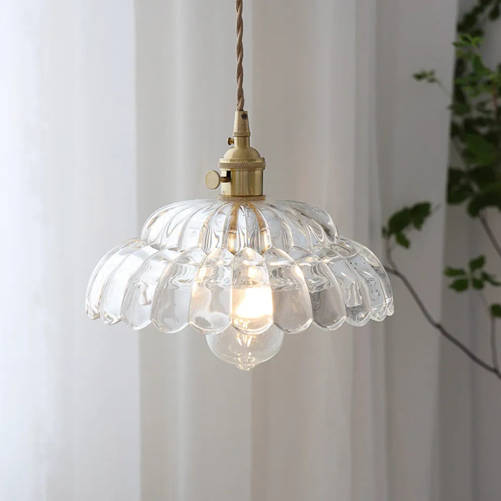 Vintage Clear Petal Glass Pendant Lamp