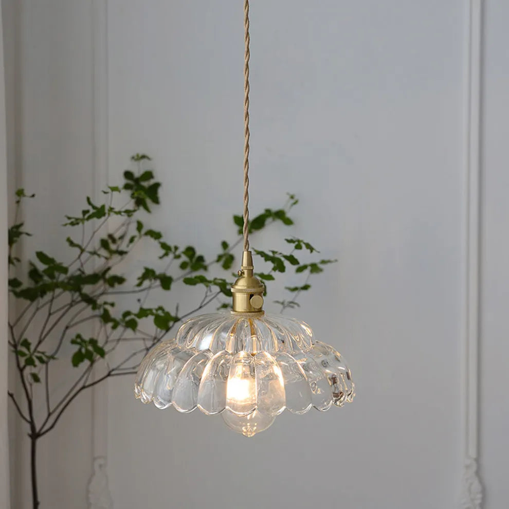 Vintage Clear Petal Glass Pendant Lamp
