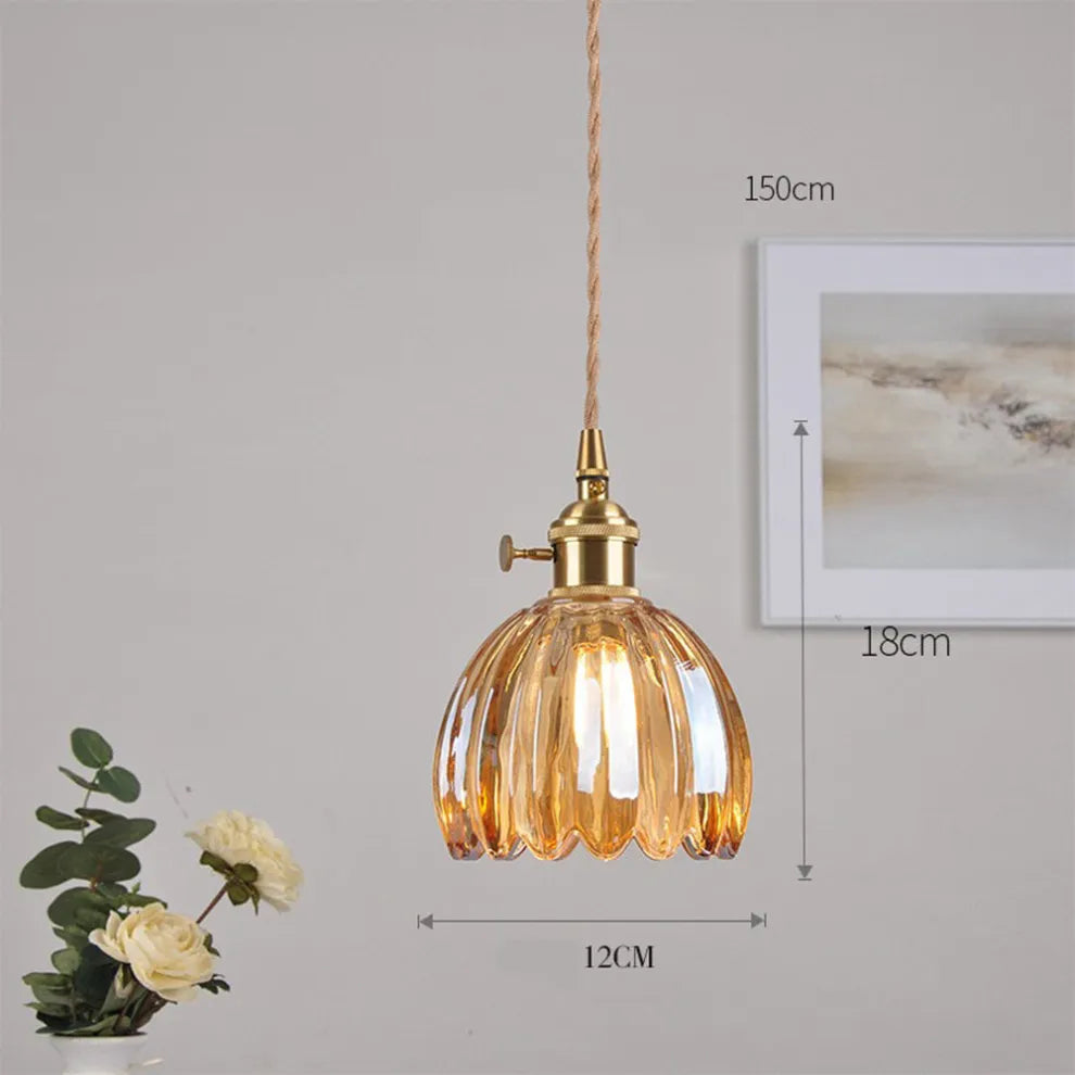 Vintage Flower Glass Pendant Light