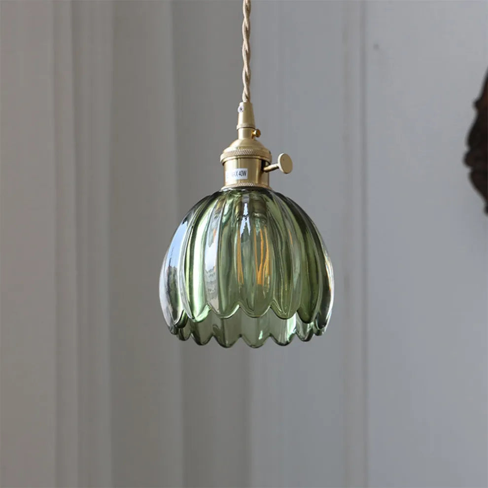 Vintage Flower Glass Pendant Light