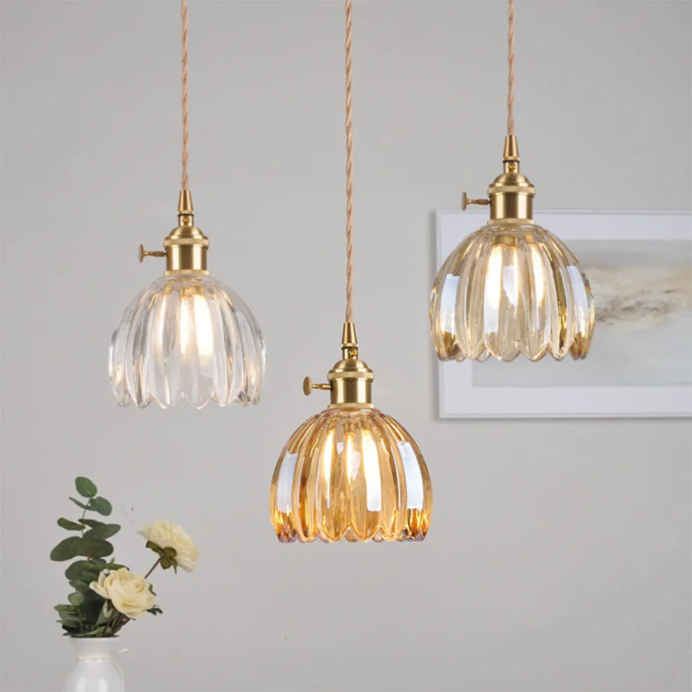 Vintage Flower Glass Pendant Light