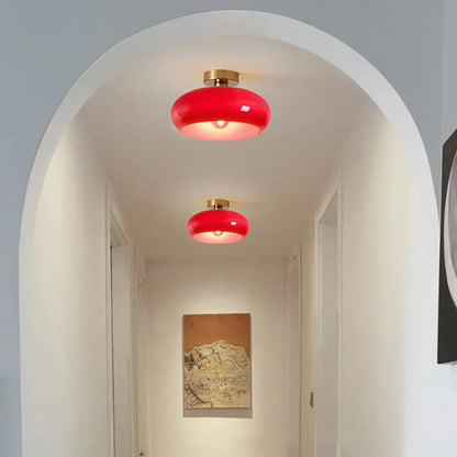 Retro Round Glass Ceiling Light – Elegant Semi-Flush Fixture