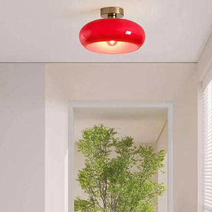 Retro Round Glass Ceiling Light – Elegant Semi-Flush Fixture