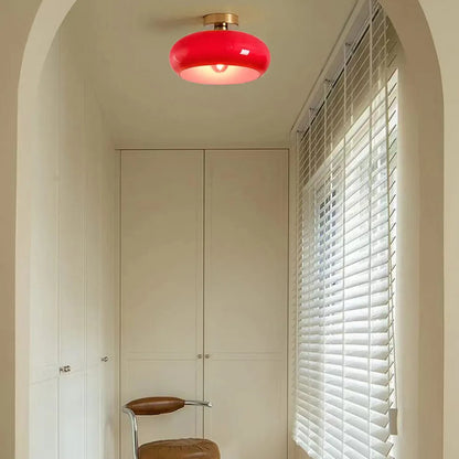 Retro Round Glass Ceiling Light – Elegant Semi-Flush Fixture