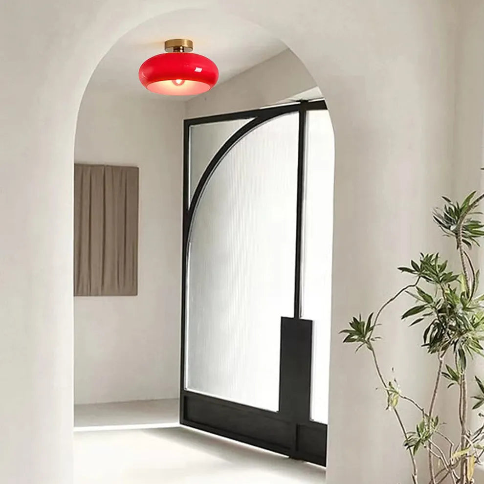 Retro Round Glass Ceiling Light – Elegant Semi-Flush Fixture