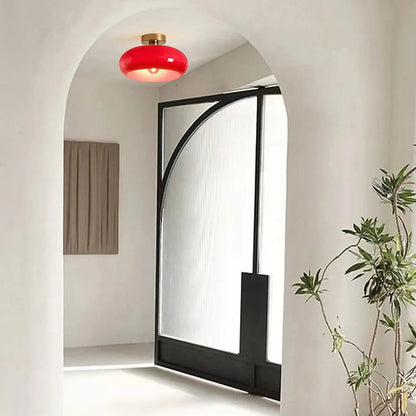 Retro Round Glass Ceiling Light – Elegant Semi-Flush Fixture