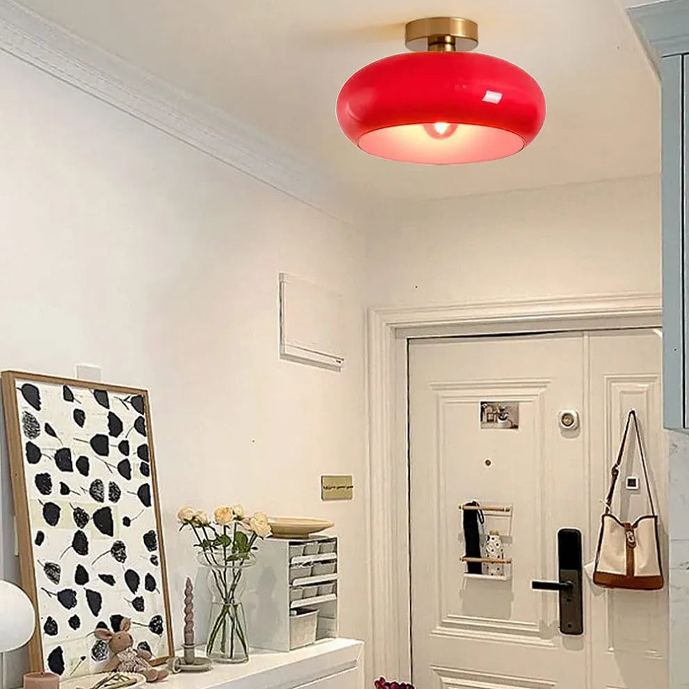 Retro Round Glass Ceiling Light – Elegant Semi-Flush Fixture