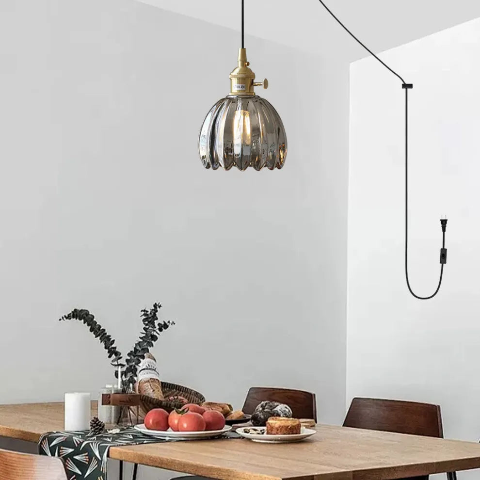 Vintage Flower Glass Pendant Light