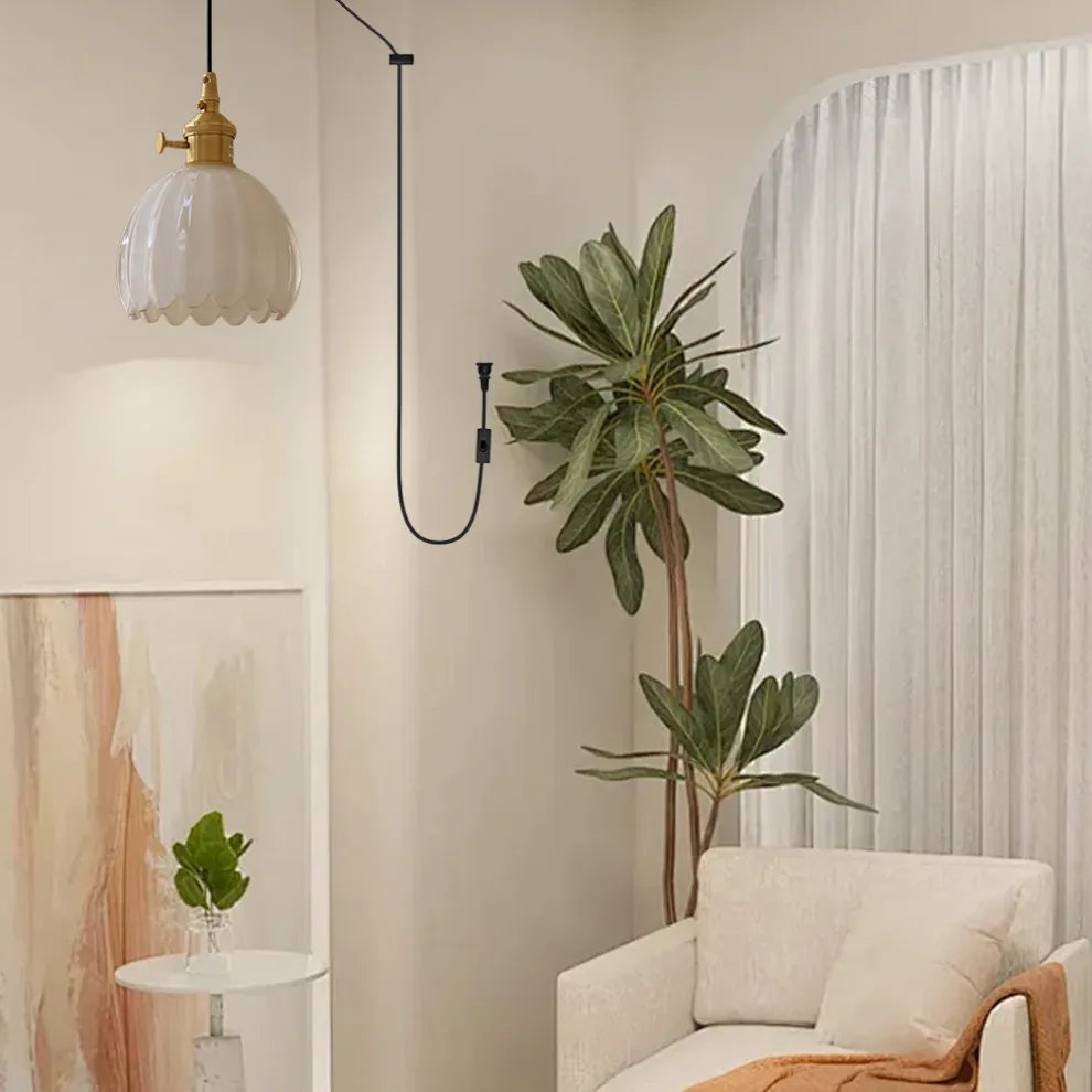 Vintage Flower Glass Pendant Light