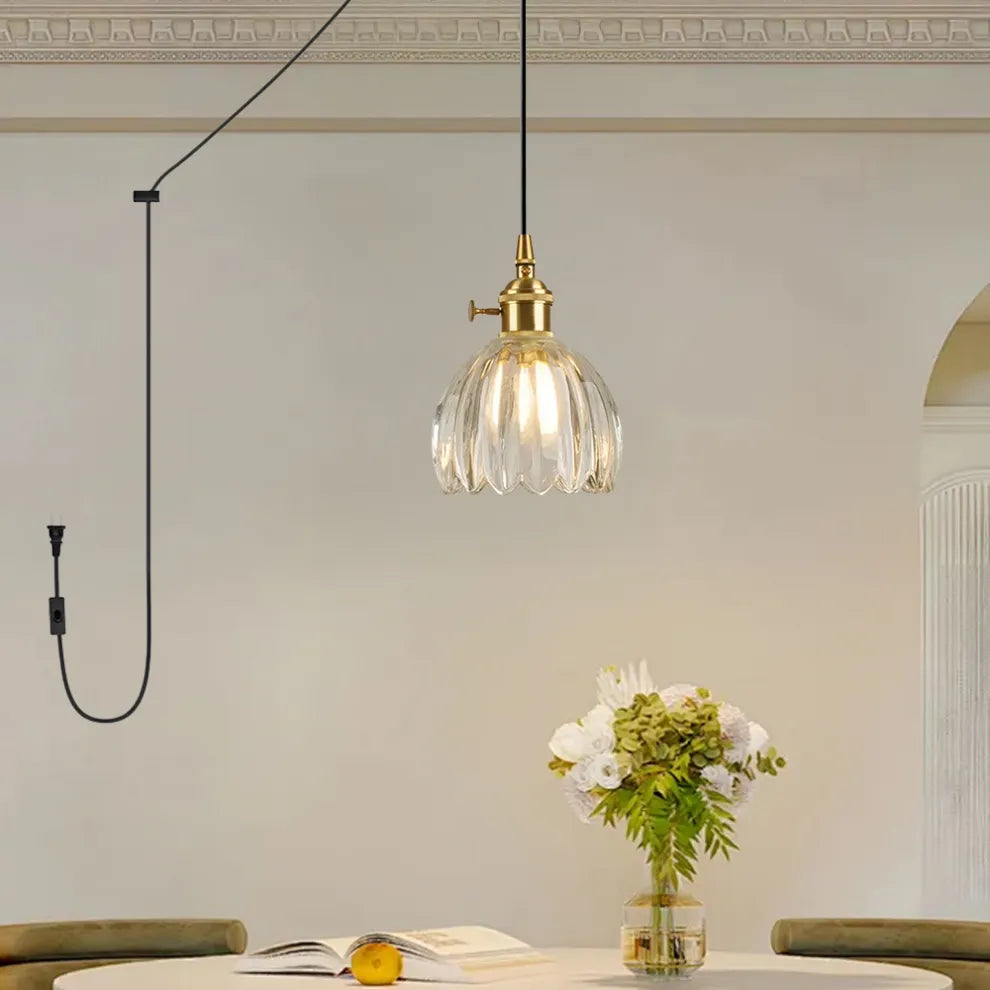 Vintage Flower Glass Pendant Light