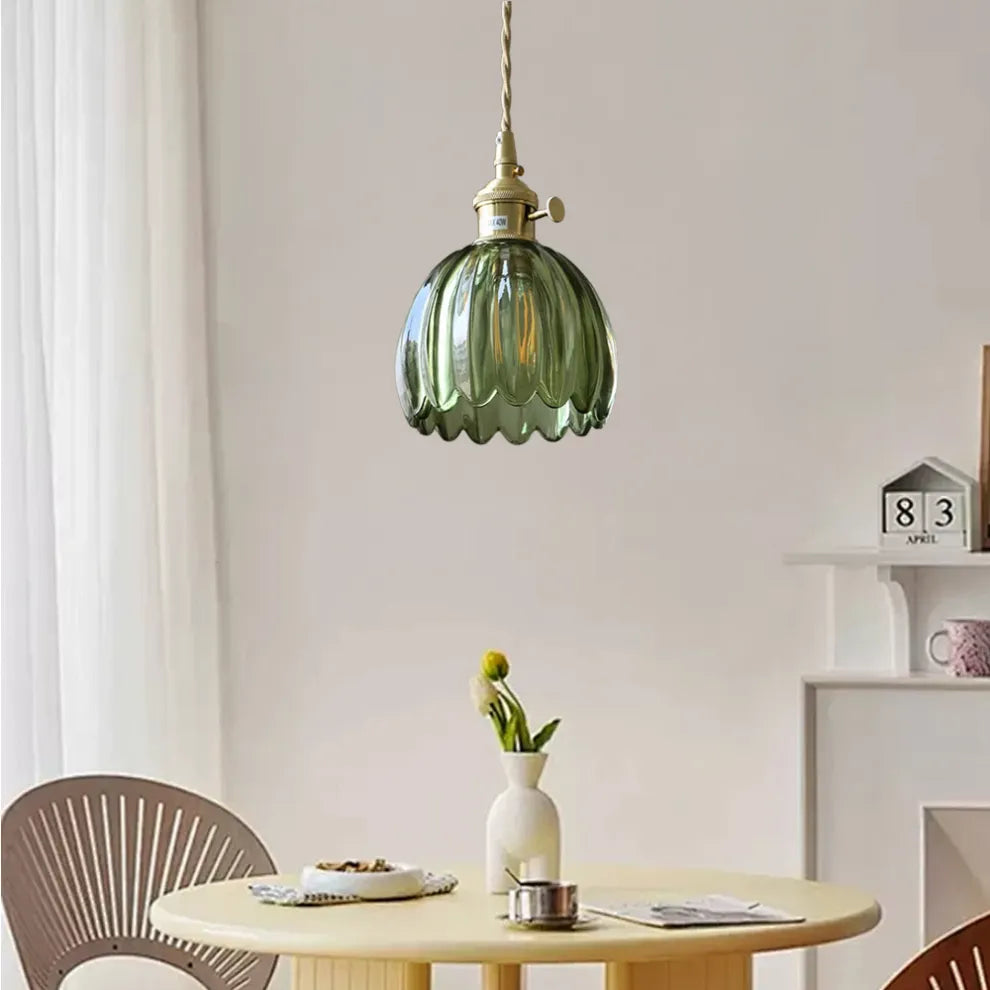 Vintage Flower Glass Pendant Light