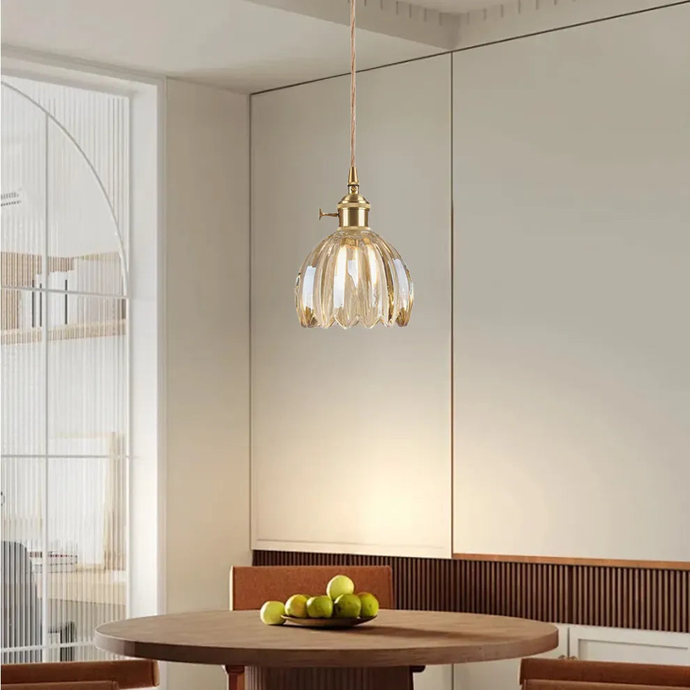 Vintage Flower Glass Pendant Light