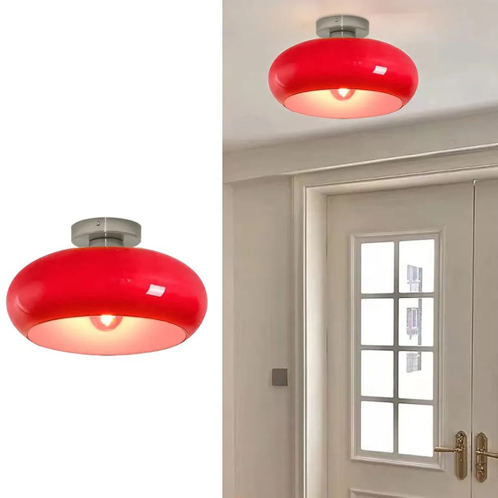 Retro Round Glass Ceiling Light – Elegant Semi-Flush Fixture