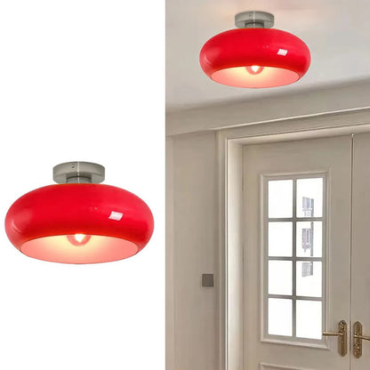 Retro Round Glass Ceiling Light – Elegant Semi-Flush Fixture