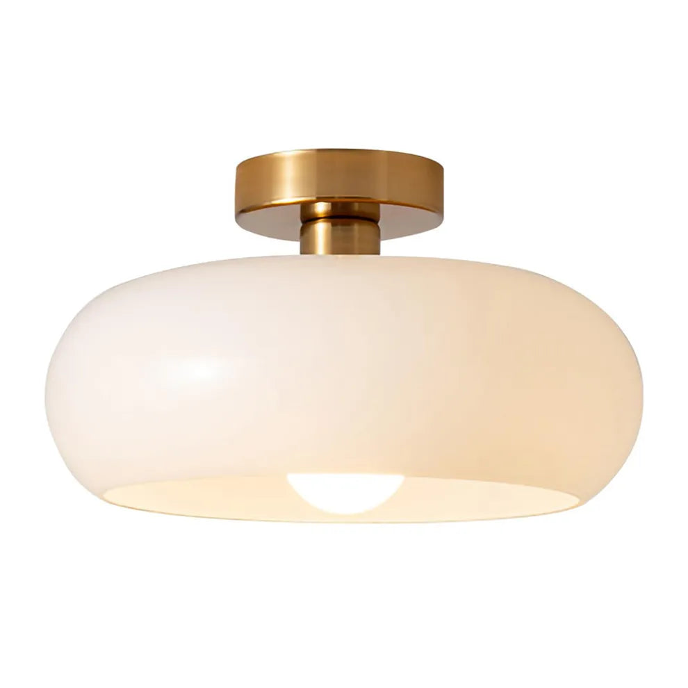 Retro Round Glass Ceiling Light – Elegant Semi-Flush Fixture