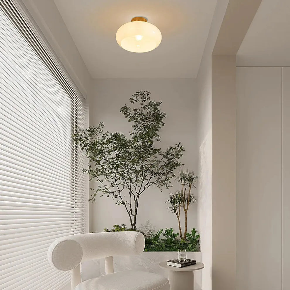 Retro Round Glass Ceiling Light – Elegant Semi-Flush Fixture