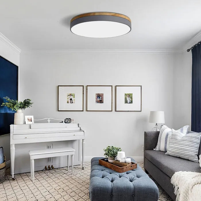 Modern Design Round Minimalist Wood LED Flush Mount Ceiling Light
