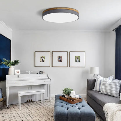 Modern Design Round Minimalist Wood LED Flush Mount Ceiling Light