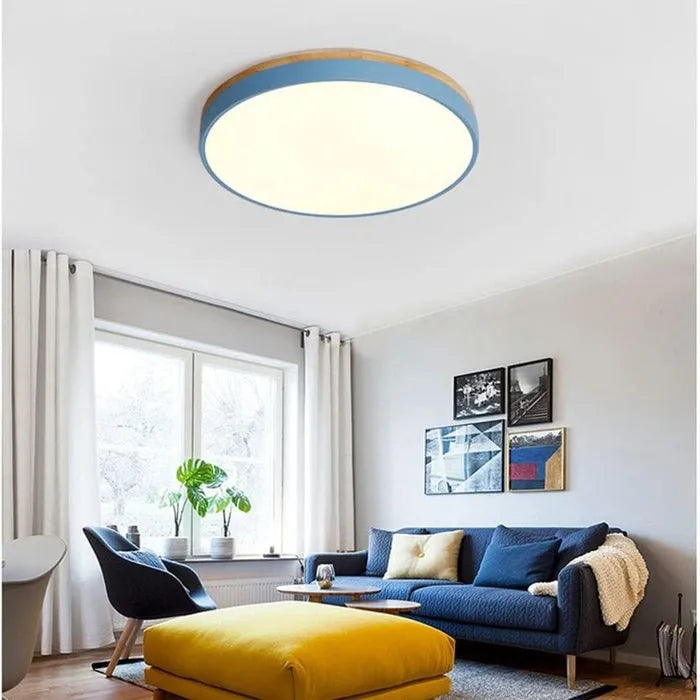 Modern Design Round Minimalist Wood LED Flush Mount Ceiling Light