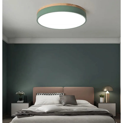Modern Design Round Minimalist Wood LED Flush Mount Ceiling Light