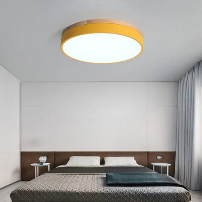 Modern Design Round Minimalist Wood LED Flush Mount Ceiling Light