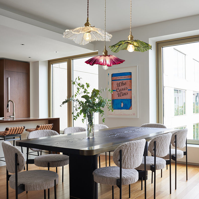 Tyalez Retro Lotus Leaf Shape Glass Pendant Lamp